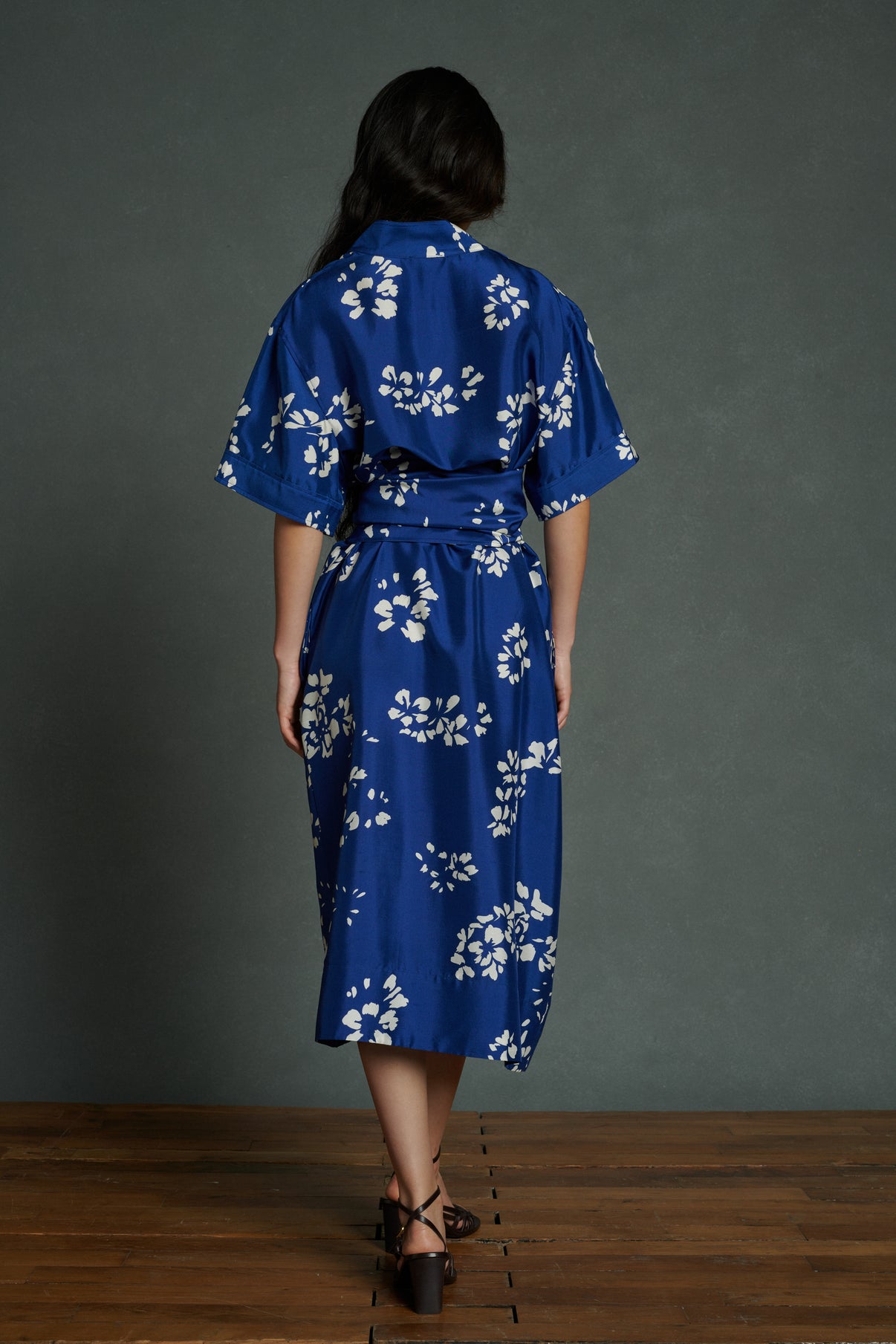 Robe Andora - Bleu/Écru - Soie - Femme vue 2